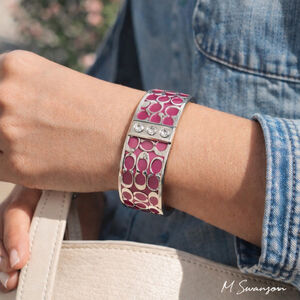 Coach Signature Enamel Hinged Bangle Bracelet